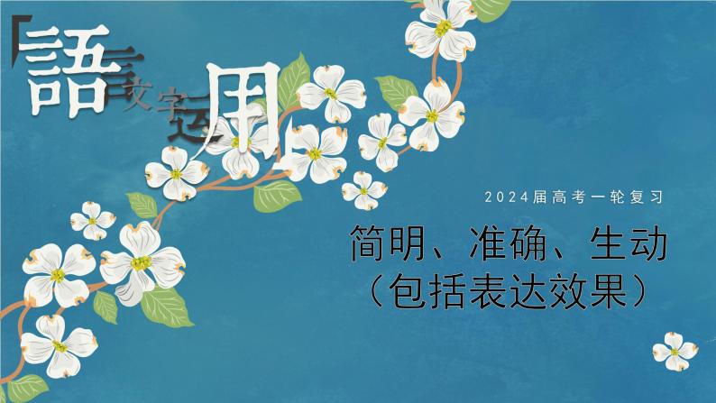 专题12 简明、准确、生动（包括表达效果）（课件）-备战2024年新高考一轮复习讲堂之语言文字运用01