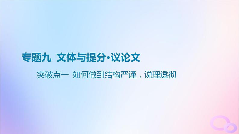 广东专用2024版高考语文大一轮总复习第四部分写作专题九文体与提分_议论文突破点一如何做到结构严谨说理透彻课件第1页