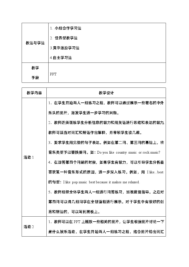 【中职专用】高中英语 Unit 7 Entertaining Activities Listening and Reading 教学设计-2022-2023学年中职英语语文版(2021)基础模块202