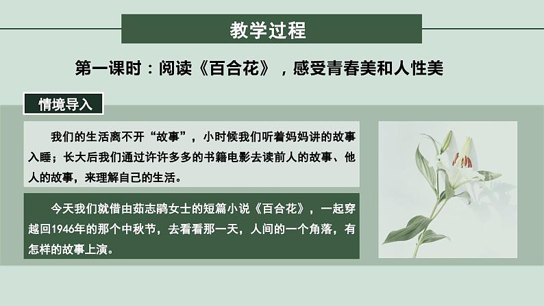 高中语文部编版必修上册 《百合花》《哦,香雪》课件PPT05