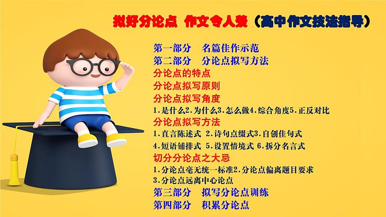 高考语文复习-- (高中作文技法指导2) 拟好分论点 作文令人羡(课件)第2页