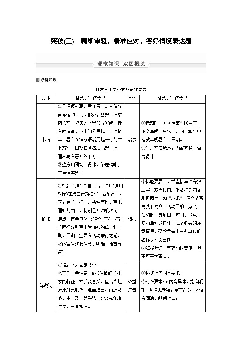 高考语文二轮复习讲义第1部分 专题1 突破(3) 精细审题,精准应对,答好情境表达题(含解析)第1页