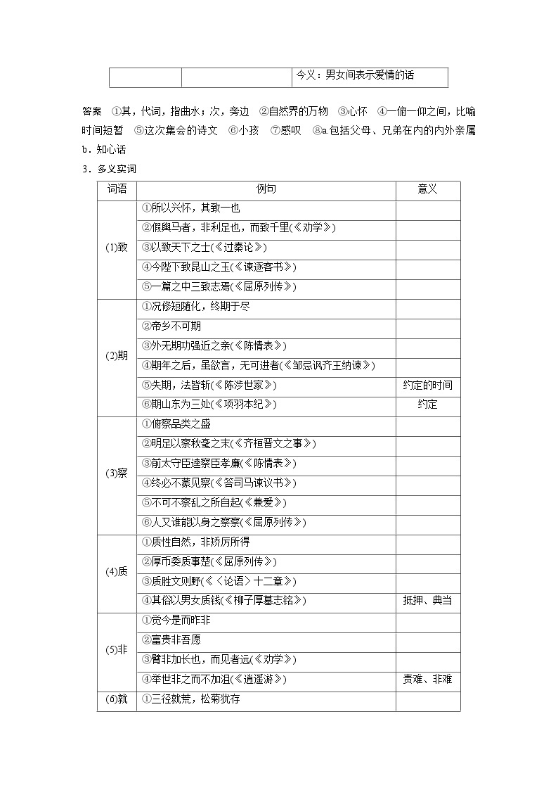 高考语文一轮复习课时练习 板块5 第1部分 教材文言文复习 课时35　《兰亭集序》《归去来兮辞并序》（含解析）02