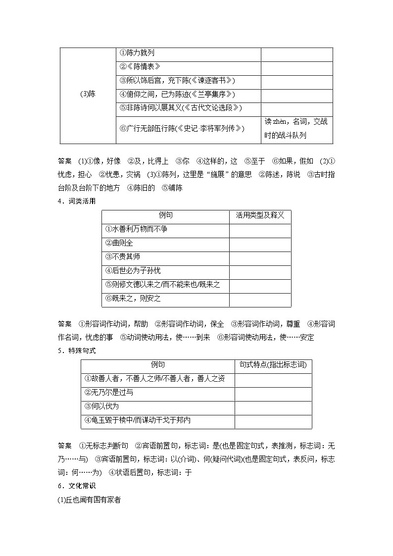 高考语文一轮复习课时练习 板块5 第1部分 教材文言文复习 课时37 《〈老子〉八章》《季氏将伐颛臾》(含解析)第2页
