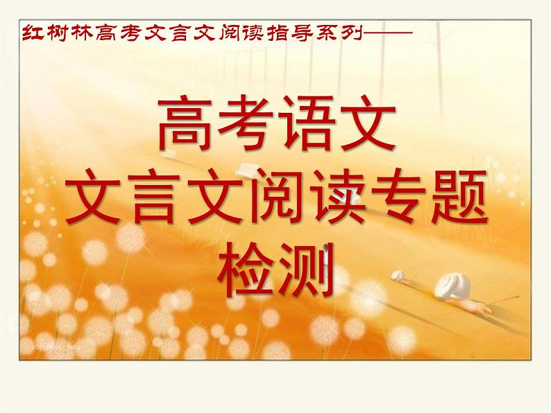 2024届高考语文复习:文言文阅读专题检测 课件第1页