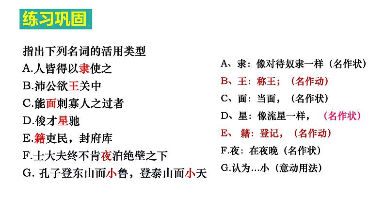 2024届高考语文复习:文言文词类活用 课件第6页