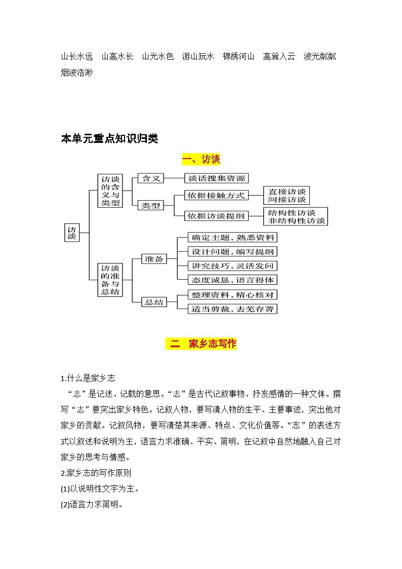【期中知识点归纳】(统编版)2023-2024学年高一上册语文 必修上册 第四单元 知识点归纳 试卷02