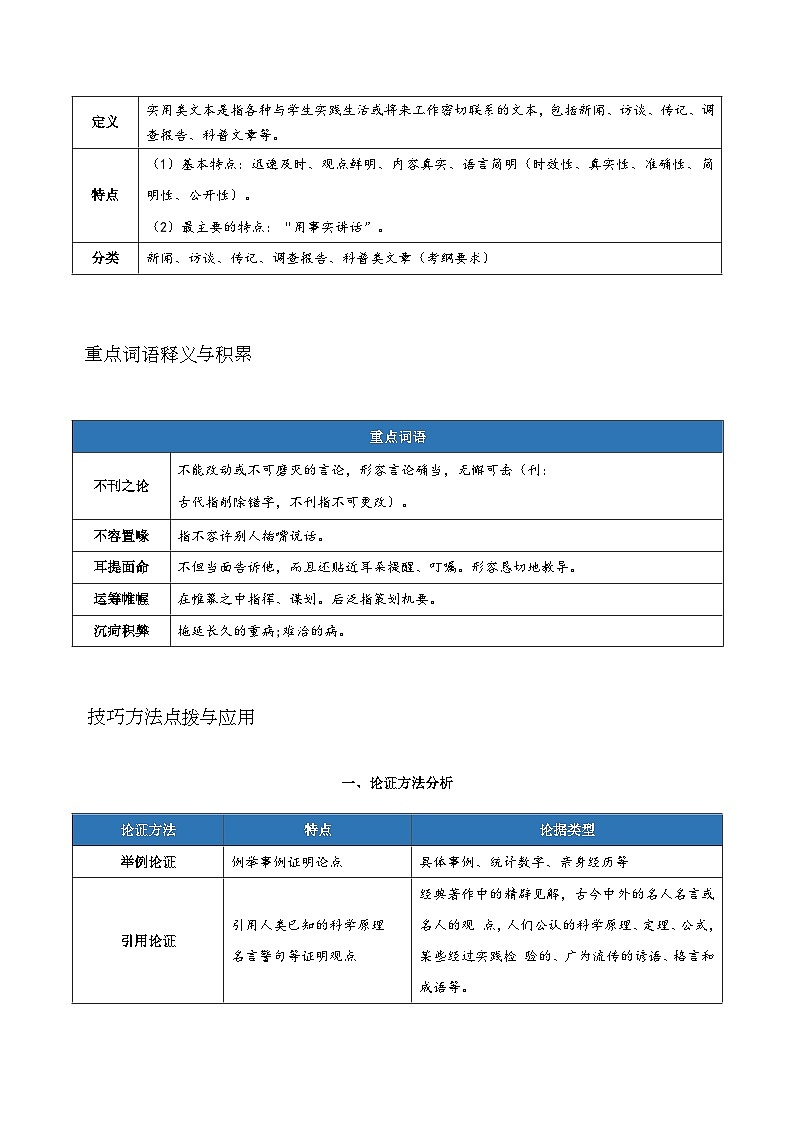 【期中知识点归纳】(统编版)2023-2024学年高二上册语文 选修上册 第一单元知识点归纳 试卷第2页