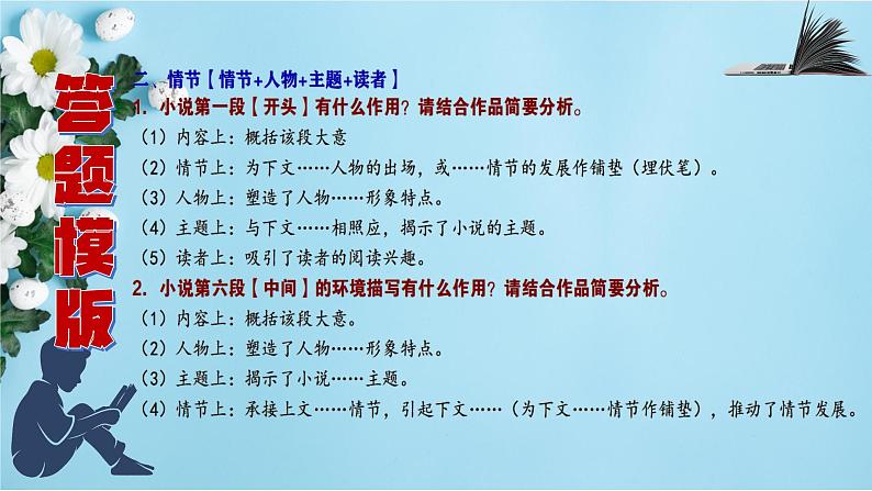 高考语文复习-- 高中语文小说答题模版与例析(讲解版)课件PPT第5页