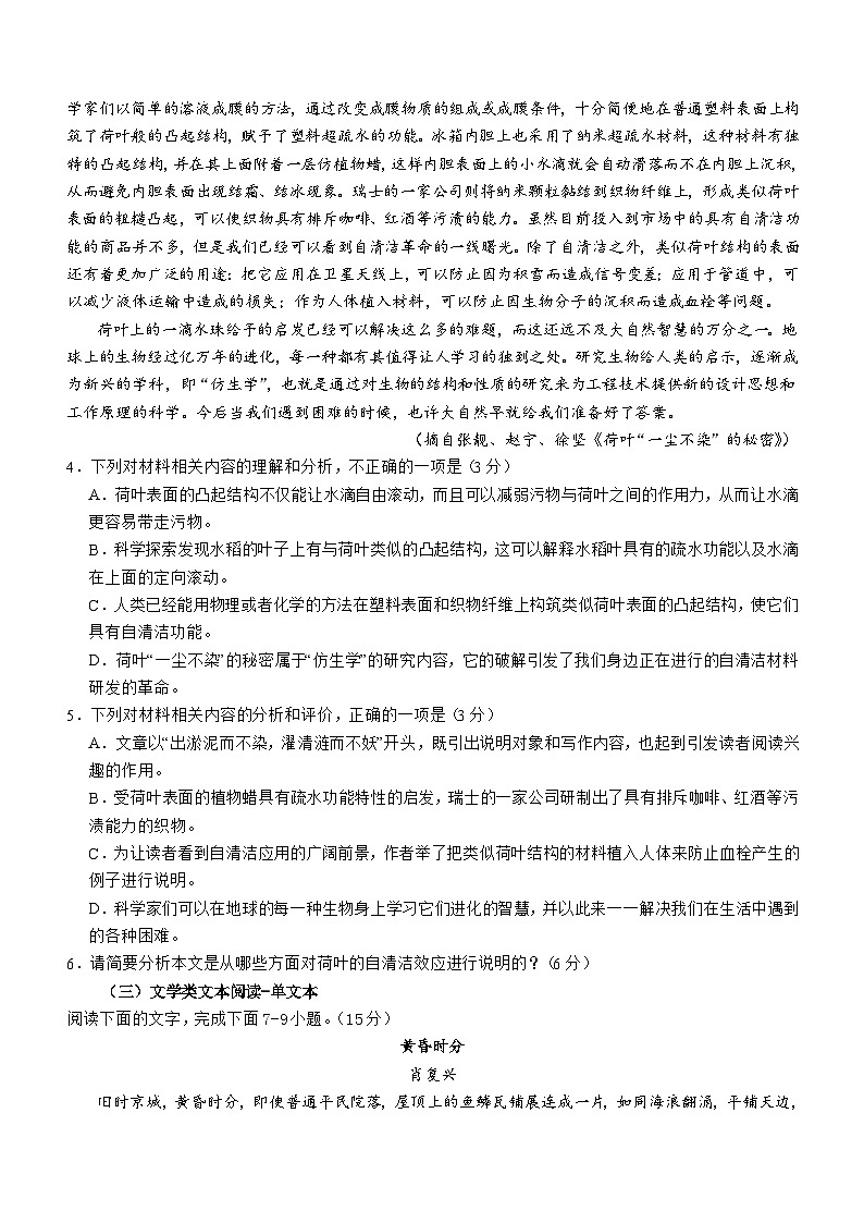 2024成都双流中学高二上学期10月月考试题语文含答案第3页