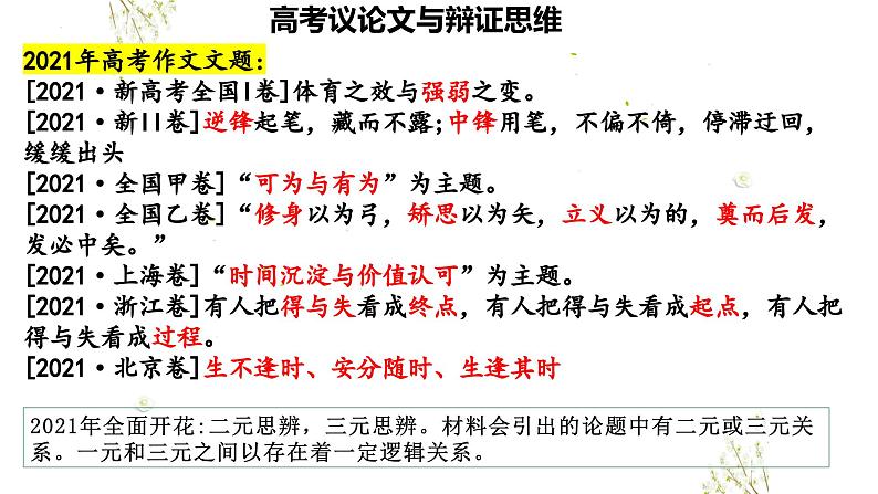 2024届高考写作指导:思辨作文讲评 课件第1页