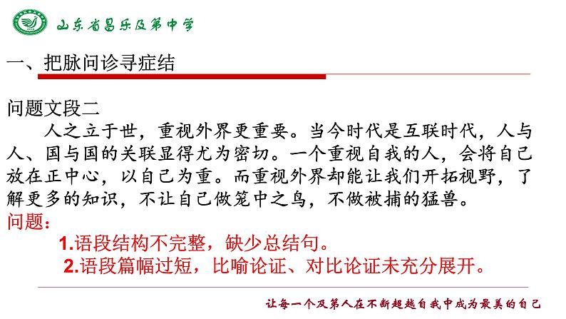 2024届高考写作指导:议论文段写作训练 课件第3页