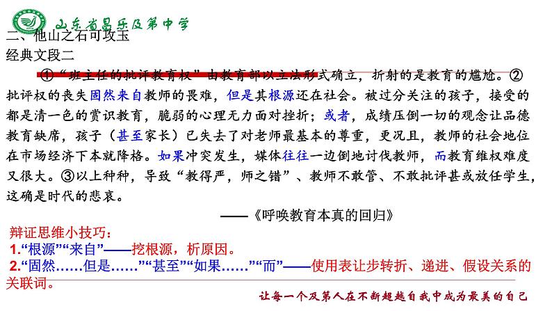 2024届高考写作指导:议论文段写作训练 课件第7页