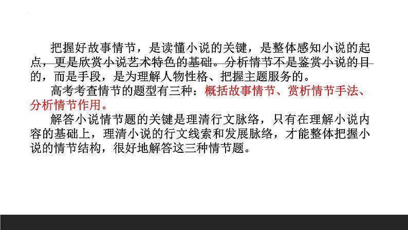 2024届高考专题复习:小说阅读之小说情节 课件02