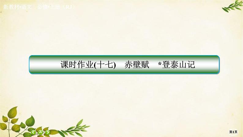 统编版高中语文必修上册课时作业(十七)赤壁赋 登泰山记课件01
