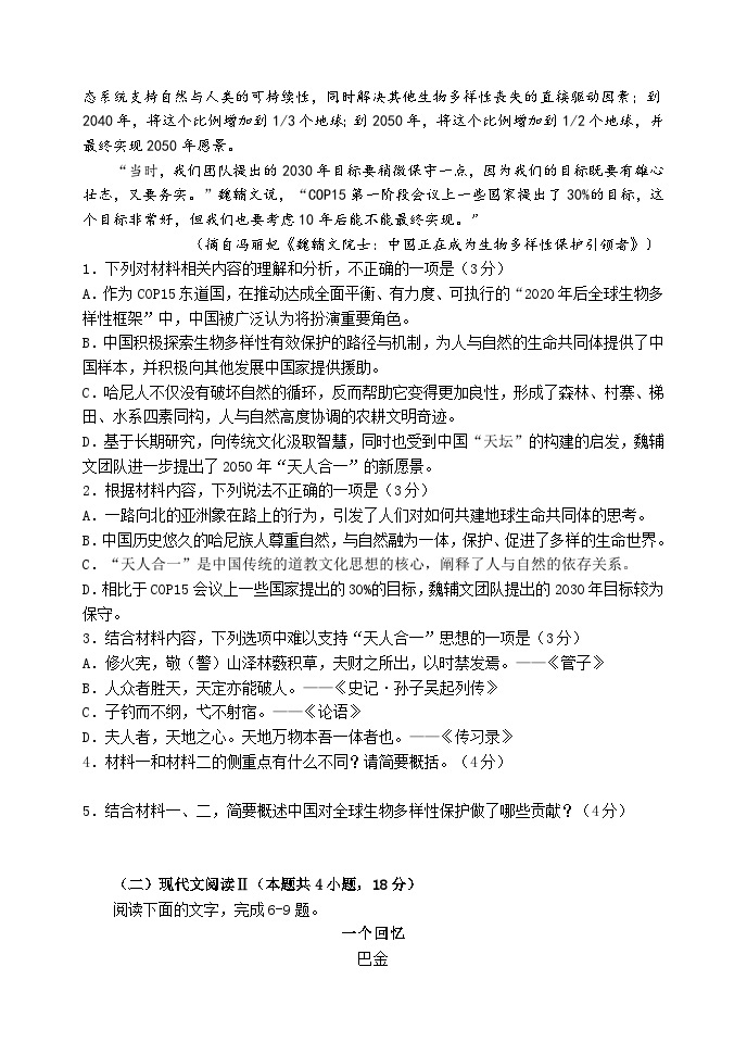 2024河南省实验中学高三上学期期中考试语文含答案03