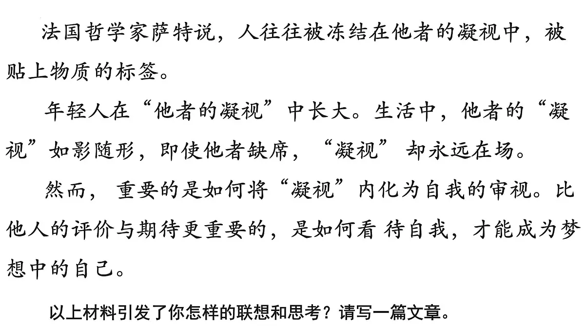 2024届高考写作指导:“他者”凝视与自我审视作文讲评 课件第2页
