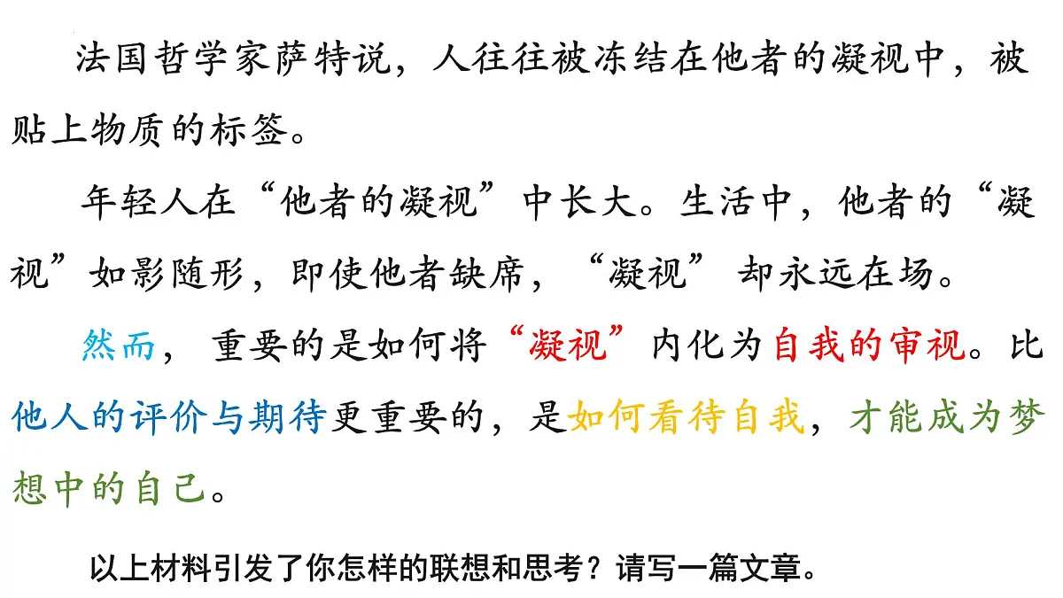 2024届高考写作指导:“他者”凝视与自我审视作文讲评 课件第3页
