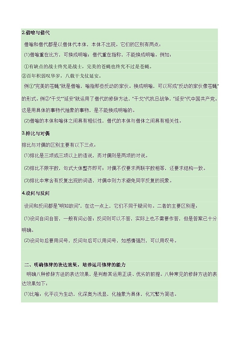 【学考复习】(新教材专用)2024年高中语文学业水平考试 专题训练 07 正确运用常见的修辞方法+语言简明、连贯、得体-讲义-讲义(解析版)第2页