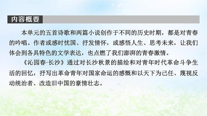 新教材2024版高中语文第一单元1 沁园春长沙课件部编版必修上册第3页