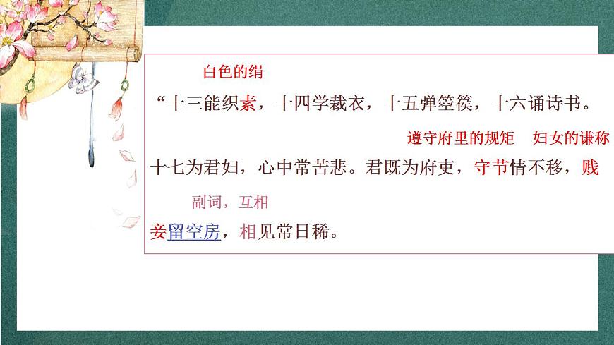 2 《孔雀東南飛并序》 課件人教統(tǒng)編版高中語文選擇性必修下冊第7頁