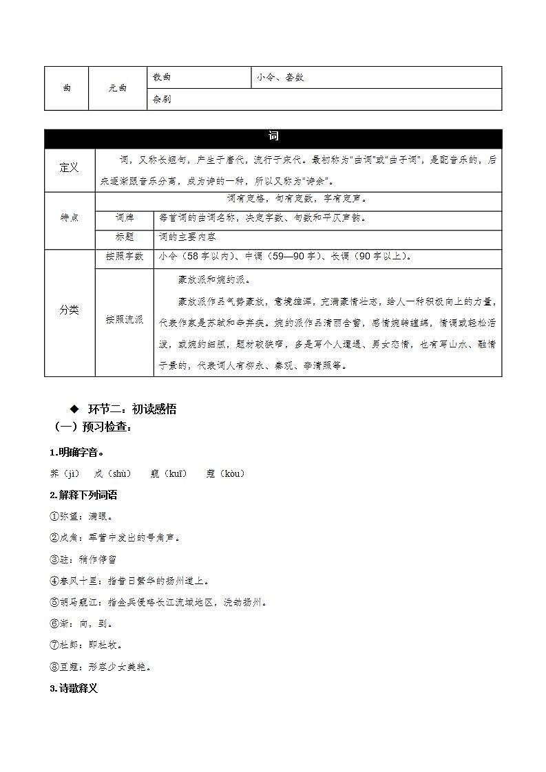 人教统编版高中语文选择性必修下册4.2《扬州慢》课件+朗诵视频+教案+学案+分层作业03