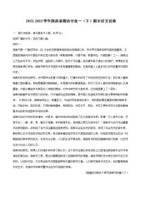 2022-2023学年陕西省商洛市高一（下）期末语文试卷（含详细答案解析）