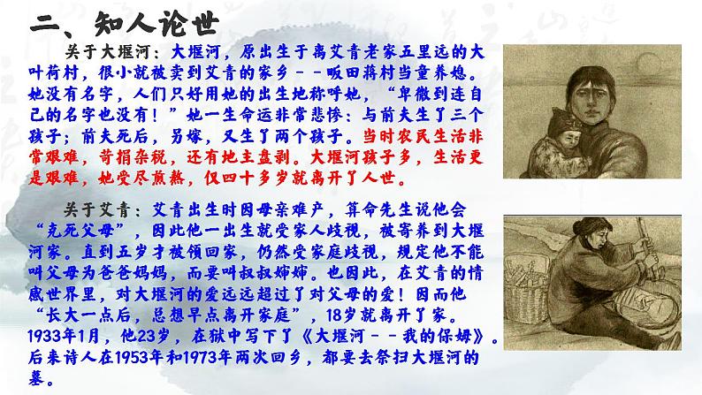 统编版 高中语文 选择性必修下册 第二单元 部级精品课:6.1.《大堰河——我的保姆》 课件+教案04