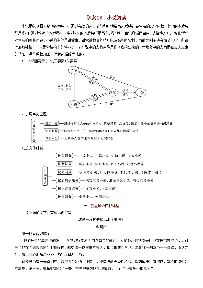 2024年高考语文文本阅读总复习学案23:小说阅读第1页