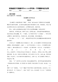 青海省西宁市海湖中学2022-2023学年高一下学期期中语文试卷(含答案)