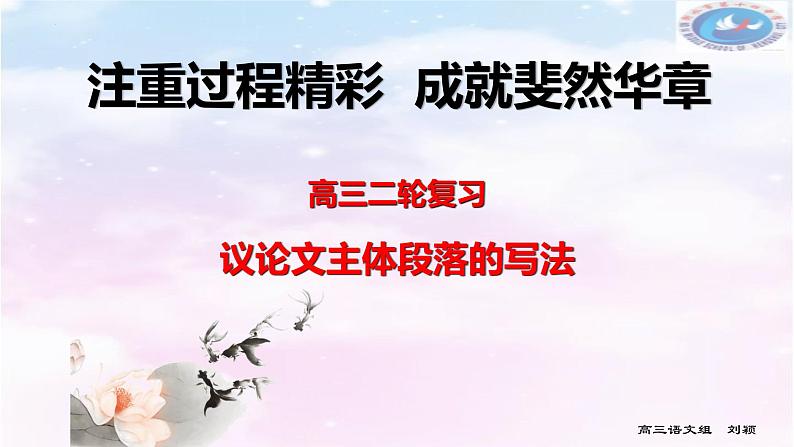 2024届高考语文复习:议论文之主体段落的写作 课件第1页