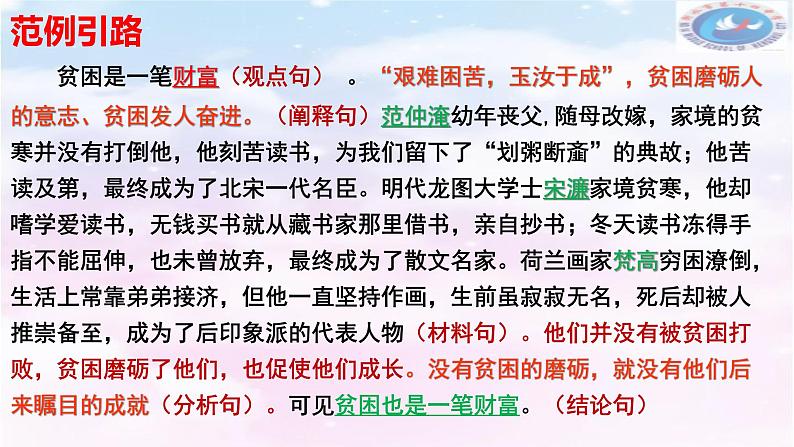 2024届高考语文复习:议论文之主体段落的写作 课件第8页