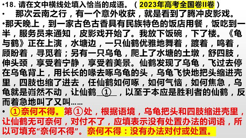 2024届高考语文复习:成语辨析主观填空题 课件02