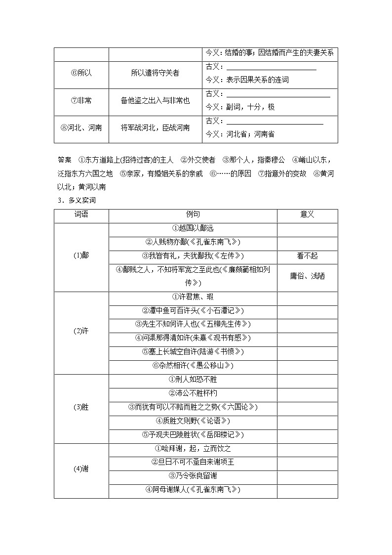 高考语文一轮复习讲义(新教材)第2部分 教材文言文复习 课时22 《烛之武退秦师》《鸿门宴》第2页