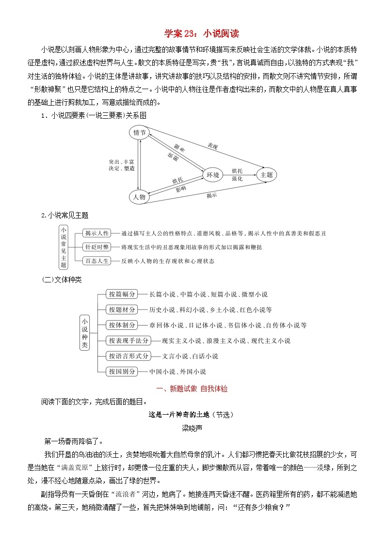 2024年高考语文文本阅读总复习学案23小说阅读01