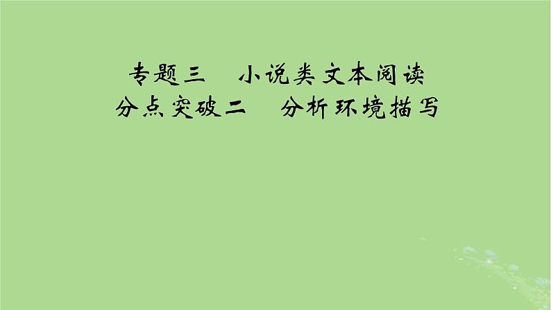 2025版高考语文一轮总复习复习任务群2文学性阅读专题3小说类文本阅读分点突破2分析环境描写课件第1页