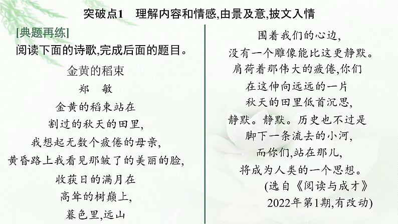 新教材(广西专用)高考语文二轮复习文学性阅读——现代诗歌、戏剧阅读课件08