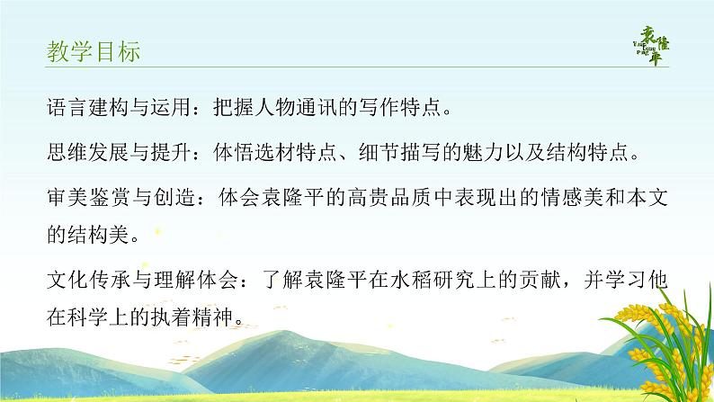 人教版高中语文必修上2.1.1《喜看稻菽千重浪 记首届国家最高科技奖获得者袁隆平》课件(教案)第5页