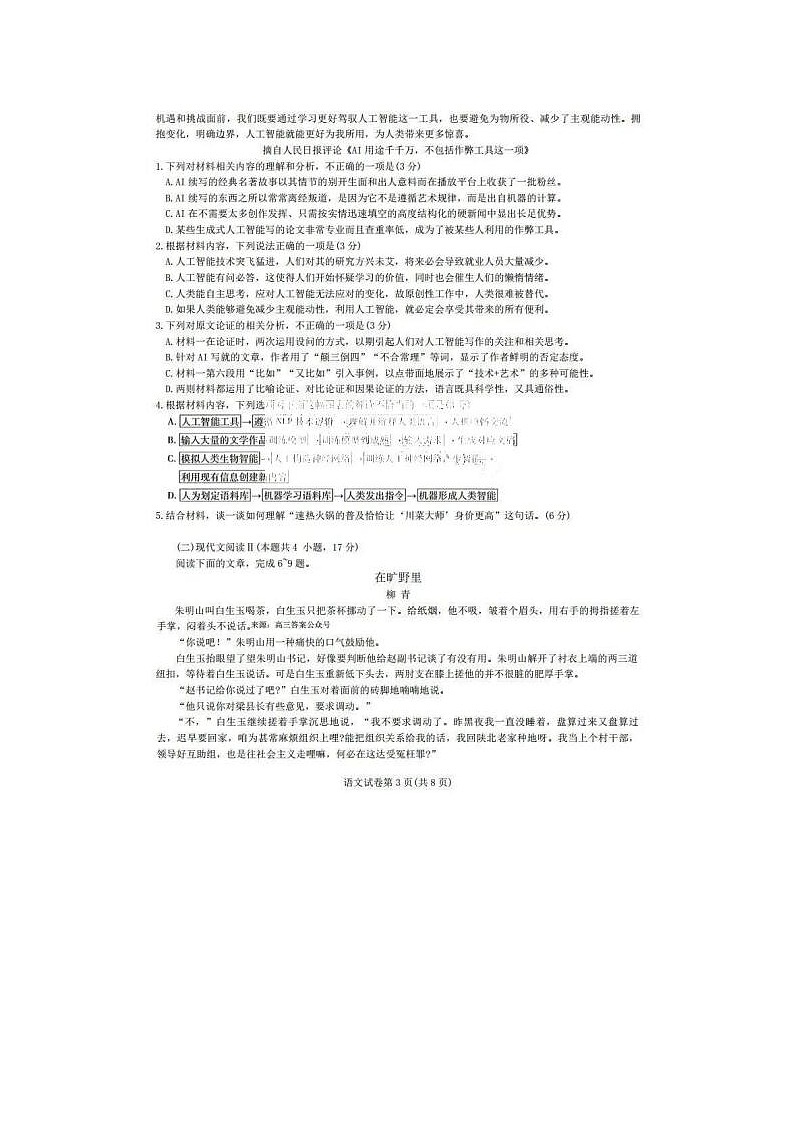 2024届东北三省三校高三第三次联合模考语文试题第3页