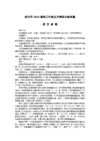 湖北省武汉市2024届高三年级五月模拟训练语文试卷Word版含答案