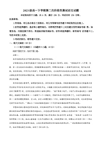山东省聊城市第一中学2023-2024学年高一下学期第二次月考语文试卷（Word版附解析）