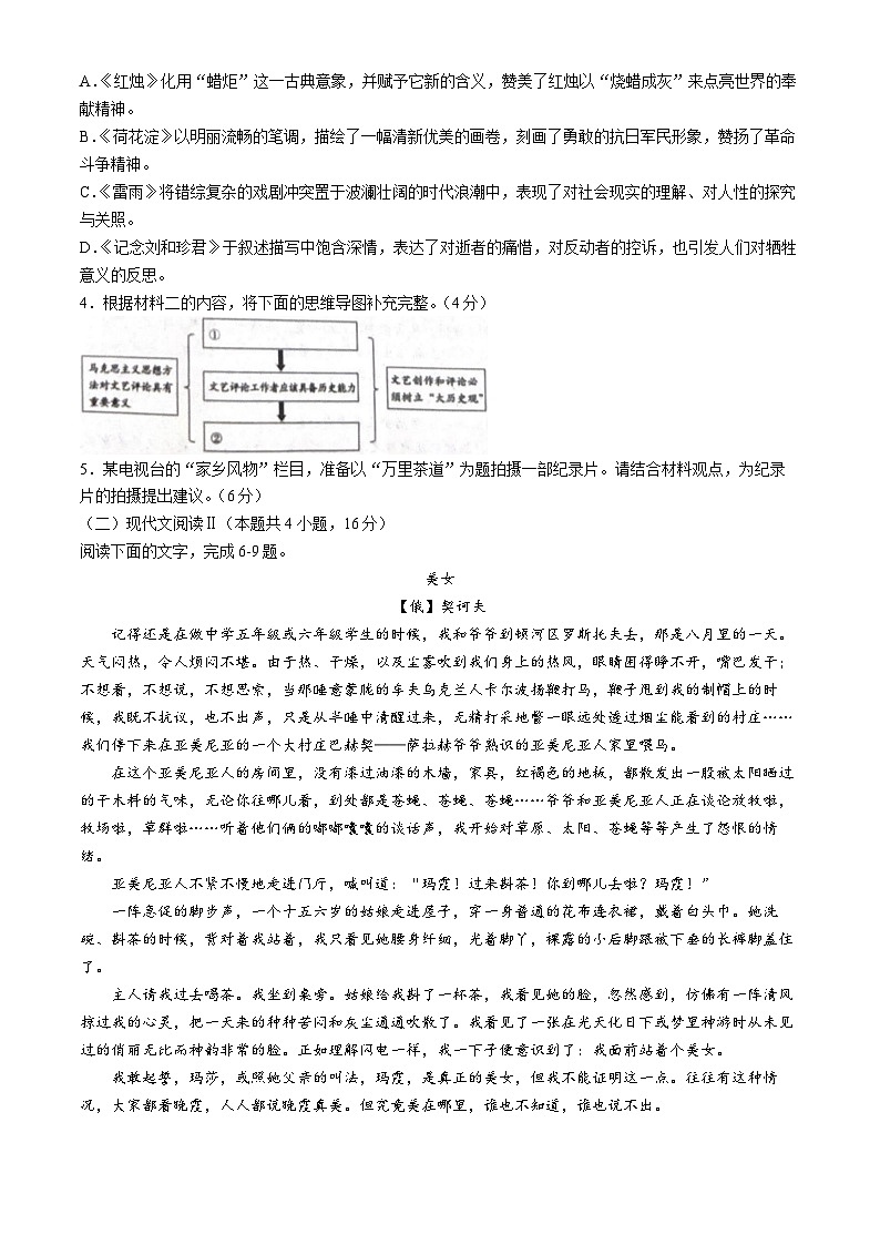 湖南省益阳市安化县2023—2024学年高一下学期期末考试语文试卷03
