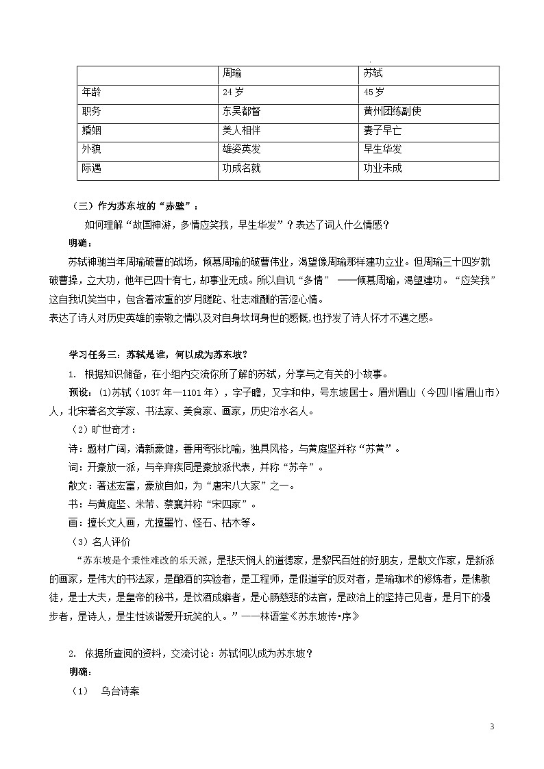 人教统编版高中语文必修上册9.1 《念奴娇·赤壁怀古》课件+教案+导学案+分层作业+素材03