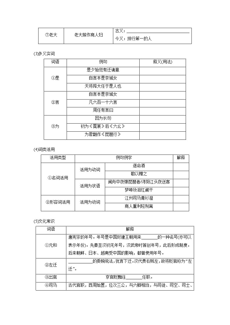 学案:部编版高中语文必修上第三单元第8课 (3)琵琶行并序 课时1第3页