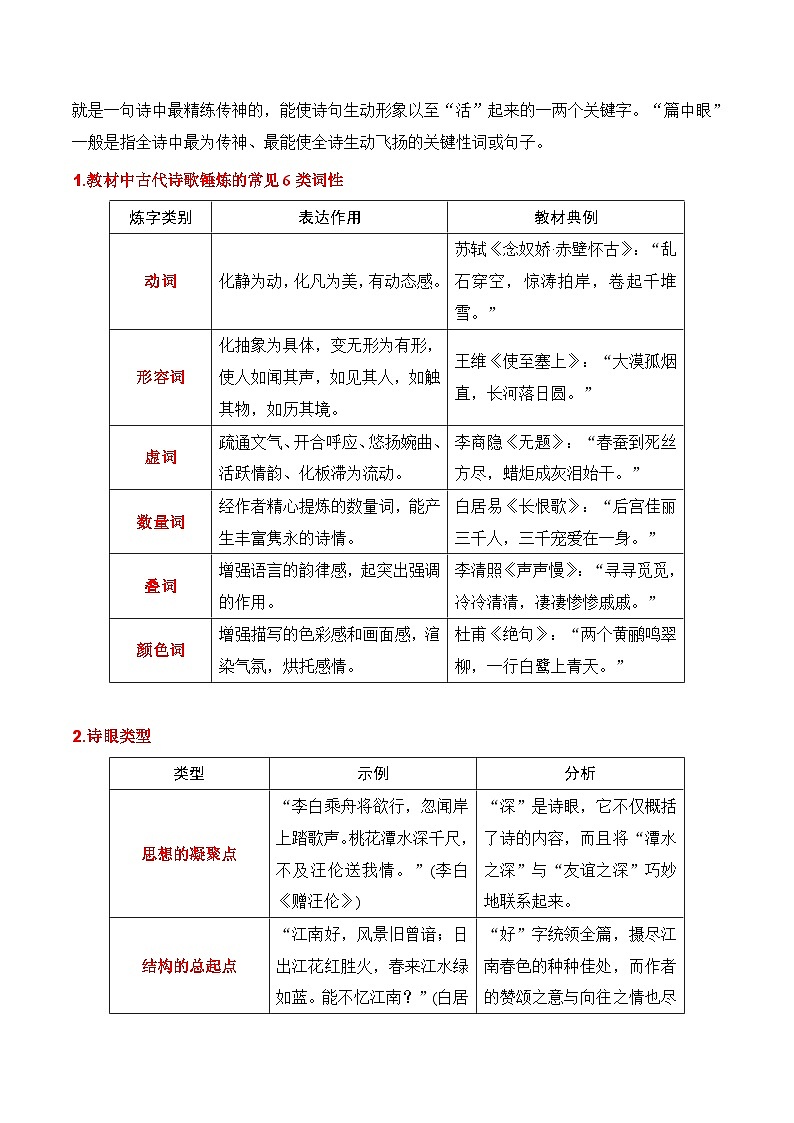 新高考语文一轮复习知识清单专题:鉴赏诗歌语言(2份打包,原卷版+解析版)02