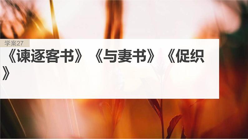 新高考语文一轮复习课件板块5 第1部分 教材内文言文复习 课时27 《谏逐客书》《与妻书》《促织》第2页