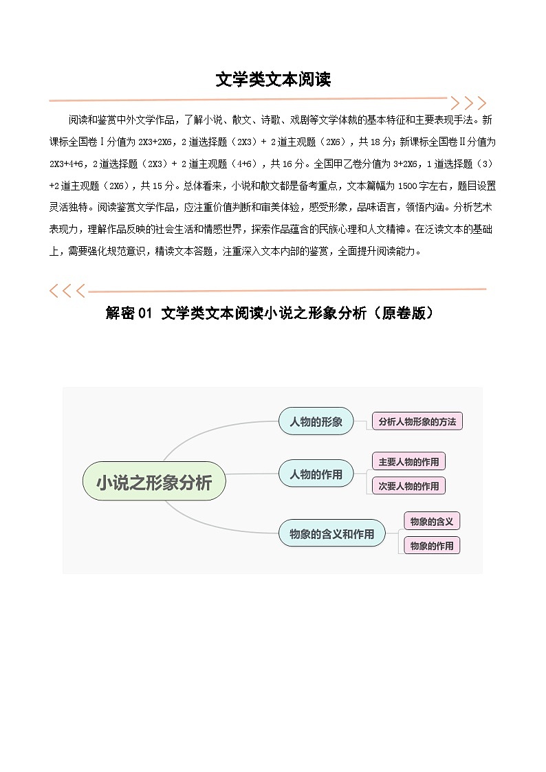 新高考语文二轮复习考点追踪练习04 文学类文本阅读小说之形象分析(讲义)(原卷版)第1页