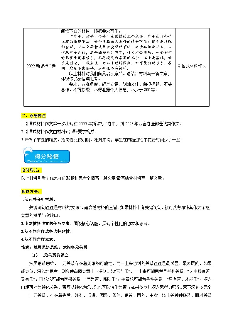 新高考语文二轮复习 热点16引语式材料作文之审题立意(原卷版) 第2页