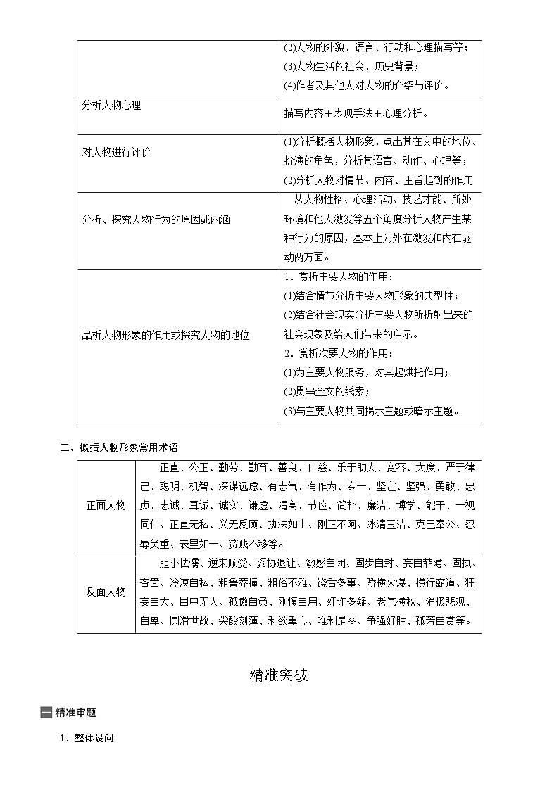 新高考语文一轮复习练习考点31 把握小说的形象(含解析)02