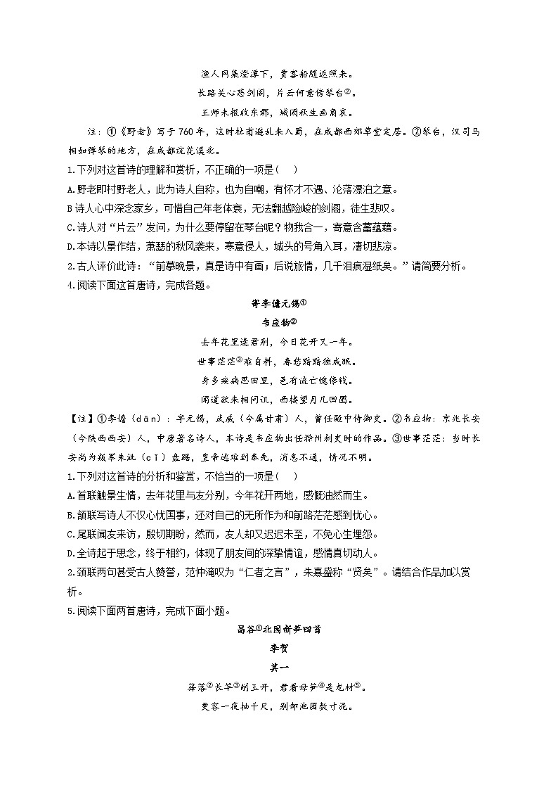 新高考语文二轮复习高频考点专项练习:专题一0 考点一9 形象(2)第2页